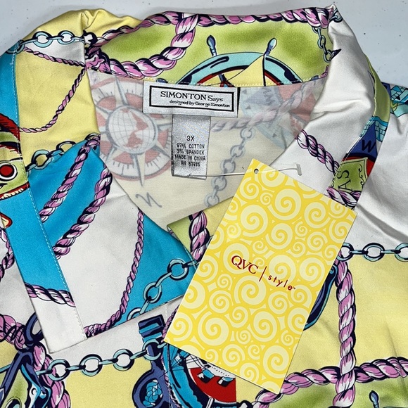 George Simonton NWT 3X Fish Nautical Bahamas Vacation Print Button Front Jacket - Picture 6 of 6